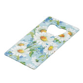 Stilvolles schönes helles Blumenmuster 2 Geldkarten Flaschenöffner (Vorderseite Schrägansicht)