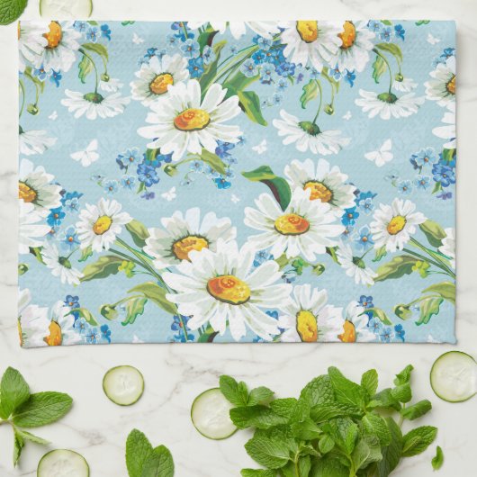 Stilvolles schönes helles Blumenmuster 2 Geschirrtuch (Gefaltet)