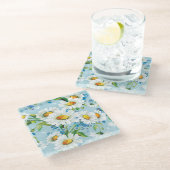 Stilvolles schönes helles Blumenmuster 2 Glasuntersetzer (Schrägansicht)