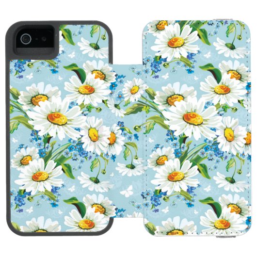 Stilvolles schönes helles Blumenmuster 2 Incipio iPhone Geldbeutel-Hülle (Folio Geöffnet)