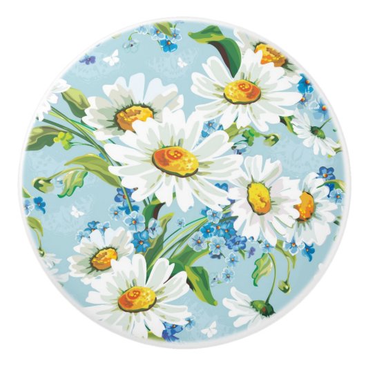 Stilvolles schönes helles Blumenmuster 2 Keramikknauf (Vorderseite)