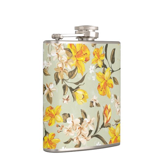 Stilvolles schönes helles Blumenmuster Flachmann (Rechts)