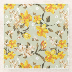 Stilvolles schönes helles Blumenmuster Glasuntersetzer