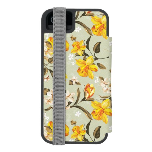 Stilvolles schönes helles Blumenmuster Incipio iPhone Geldbeutel-Hülle (Folio Rückseite)