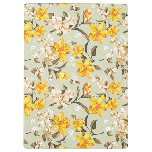 Stilvolles schönes helles Blumenmuster Klemmbrett (Rückseite)