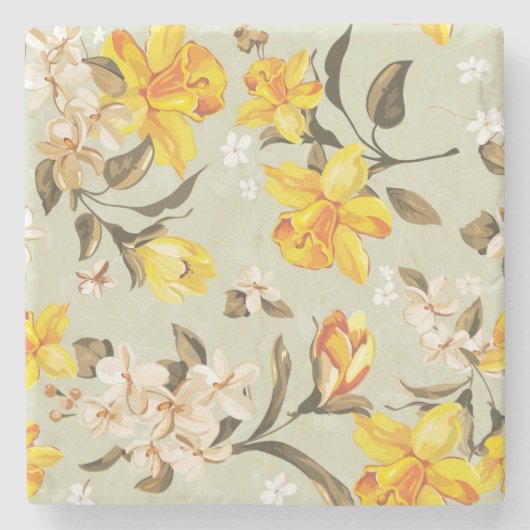 Stilvolles schönes helles Blumenmuster Steinuntersetzer (Vorderseite)