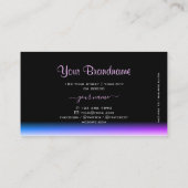 Stilvolles Schwarz Blau und Lila Farbenspiel mit L Visitenkarte (Rückseite)