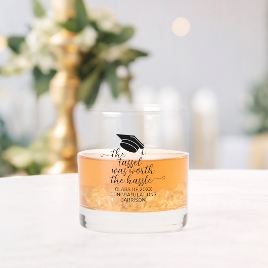 Stilvolles Schwarz die Tassel war das Verderben we Whiskyglas (Insitu (Hochzeit))