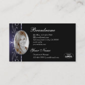 Stilvolles Schwarz Dunkel Blau Verziert Borders Lo Visitenkarte (Rückseite)