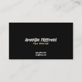 Stilvolles Schwarz-Gelb-Party Visitenkarte (Rückseite)