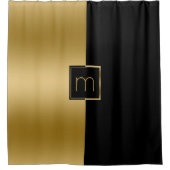 Stilvolles Schwarz & Gold Geometrisches Design Duschvorhang (Vorderseite)