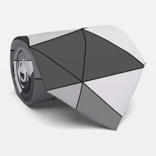 Stilvolles Schwarz-, Grau- und Weißdreieck-Design Krawatte (Gerollt)