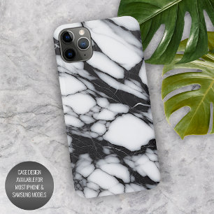 Stilvolles Schwarz-Grau-Weiß-Marmor-Wellen-Kunstmu iPhone 15 Pro Max Hülle
