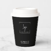 Stilvolles Schwarz-Minimalistisch-Business-Logo Pappbecher (Vorderseite)