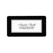 Stilvolles Schwarz mit klassischer weißer Polka-Do Adressaufkleber (Vorne)