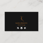 Stilvolles Schwarz mit Monogram Logo und Juwelen M Visitenkarte (Vorderseite)