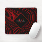 Stilvolles Schwarz Mit Monogramm Abstraktes Muster Mousepad (Mit Mouse)