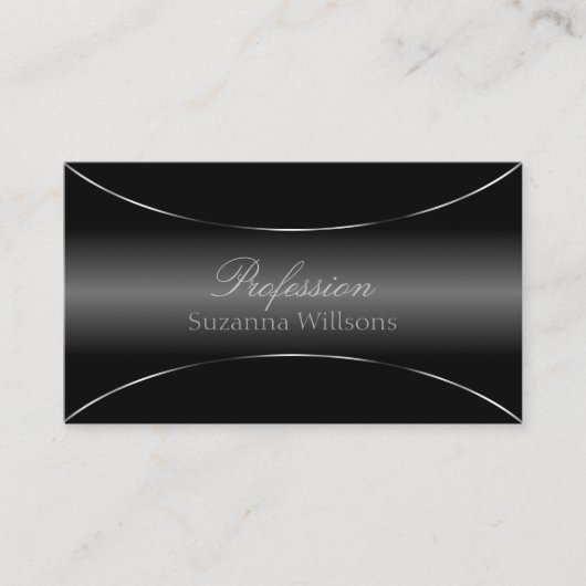 Stilvolles Schwarz mit silberfarbenem Border Cool Visitenkarte (Vorderseite)