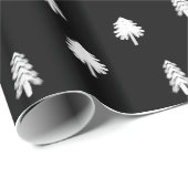 Stilvolles Schwarz mit weißen Bäumen Geschenkpapier (Rolleneckpunkt)