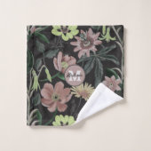 Stilvolles Schwarz-Personalisiert-Monogram-Muster Badhandtuch Set (Waschlappen)