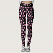 Stilvolles Schwarz/Rosa Abstraktes Muster Leggings (Vorderseite)