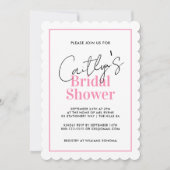 Stilvolles Schwarz-Rosa-Script-Spot-Brautparty Einladung (Vorderseite)