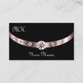 Stilvolles Schwarz-Rose-Gold mit Monogram-Elegant Visitenkarte (Vorderseite)