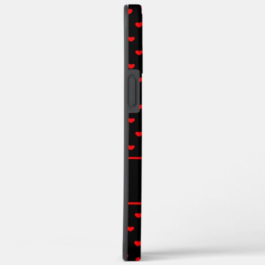 Stilvolles Schwarz-Rot-Herz-Muster, Monogramm Case-Mate iPhone Hülle (Rückseite / Rechts)