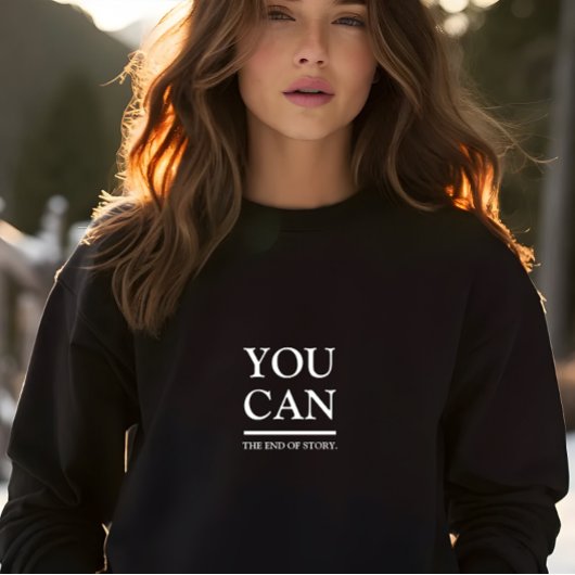 Stilvolles Schwarz Sie können Slogan Sweatshirt