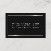 Stilvolles Schwarz & Silber, Eintrittskarte Visitenkarte (Rückseite)