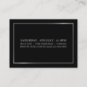 Stilvolles Schwarz & Silber, Eintrittskarte Visitenkarte (Rückseite)