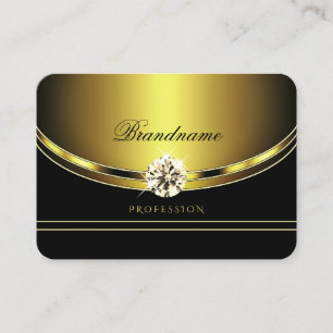 Stilvolles Schwarz und Gold mit glänzenden Diaman Visitenkarte
