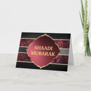 Stilvolles Schwarz und Rot Shaadi Mubarak Karte