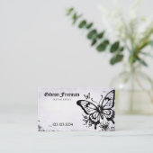 Stilvolles Schwarz & Weiß Butterfly Tattoo Shop Visitenkarte (Stehend Vorderseite)