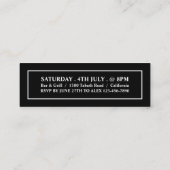 Stilvolles Schwarz/Weiß, Eintrittskarte Mini Visitenkarte (Rückseite)