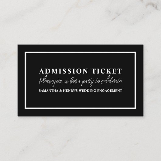 Stilvolles Schwarz/Weiß, Eintrittskarte Visitenkarte (Vorderseite)