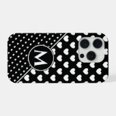 Stilvolles Schwarz-Weiß-Einzelstück mit Monogramm iPhone Hülle (Rückseite (Horizontal))