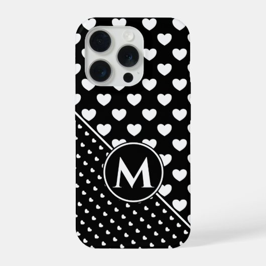 Stilvolles Schwarz-Weiß-Einzelstück mit Monogramm iPhone Hülle (Rückseite)