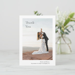 Stilvolles Schwarz-Weiß-Foto Moderne Hochzeit Dankeskarte