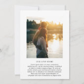 Stilvolles Schwarz-Weiß-Foto Moderne Hochzeit Einladung (Rückseite)