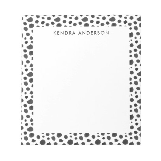 Stilvolles Schwarz-Weiß-Fur-Muster Notizblock (Vorderseite)