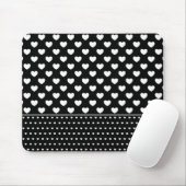 Stilvolles Schwarz-Weiß-Herz Mousepad (Mit Mouse)