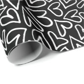 Stilvolles Schwarz-Weiß-Herz-Muster Geschenkpapier (Rolleneckpunkt)