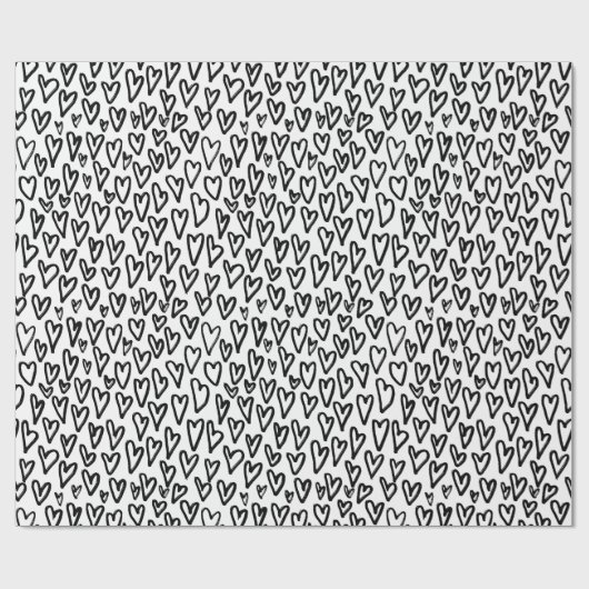 Stilvolles Schwarz-Weiß-Herz-Muster Geschenkpapier (Flach)