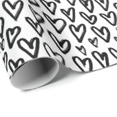Stilvolles Schwarz-Weiß-Herz-Muster Geschenkpapier (Rolleneckpunkt)