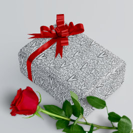 Stilvolles Schwarz-Weiß-Herz-Muster Geschenkpapier