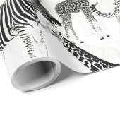 Stilvolles Schwarz-Weiß-Jungle-Tiermuster Geschenkpapier (Rolleneckpunkt)