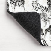 Stilvolles Schwarz-Weiß-Jungle-Tiermuster Mousepad (Ecke)