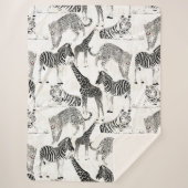 Stilvolles Schwarz-Weiß-Jungle-Tiermuster Sherpadecke (Vorderseite)