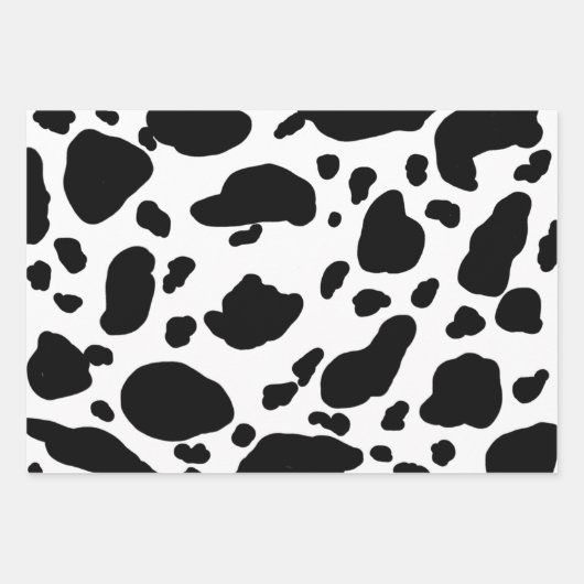 Stilvolles Schwarz-Weiß-Kuh-Druckmuster Geschenkpapier Set (Vorderseite)